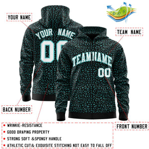 Custom Black Bright Green Varsity Full-Zip Letterman Leopard Print Hoodie Jacket