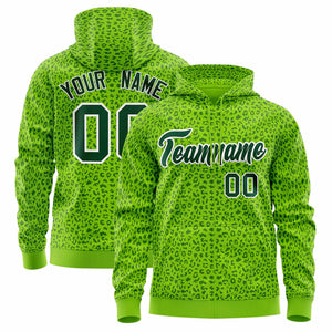 Custom Neon Green Green Varsity Full-Zip Letterman Leopard Print Hoodie Jacket