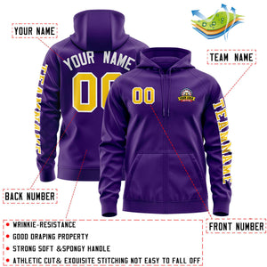 Custom Purple Gold Varsity Full-Zip Letterman Classic Hoodie Jacket