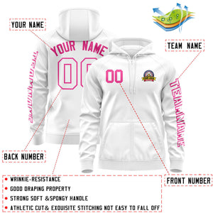 Custom White Pink Varsity Full-Zip Letterman Classic Hoodie Jacket