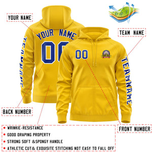 Custom Gold Royal Varsity Full-Zip Letterman Classic Hoodie Jacket