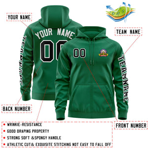 Custom Kelly Green Black Varsity Full-Zip Letterman Classic Hoodie Jacket