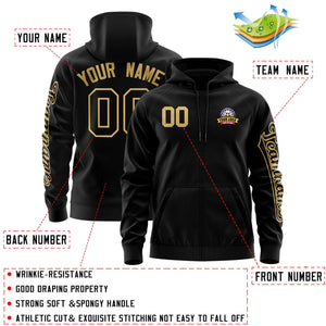 Custom Black Old Gold Varsity Full-Zip Letterman Classic Hoodie Jacket