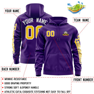 Custom Purple Gold Varsity Full-Zip Letterman Classic Hoodie Jacket