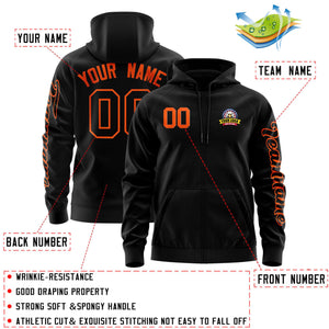 Custom Black Orange Varsity Full-Zip Letterman Classic Hoodie Jacket