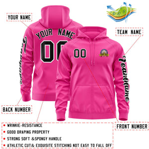 Custom Pink Black Varsity Full-Zip Letterman Classic Hoodie Jacket