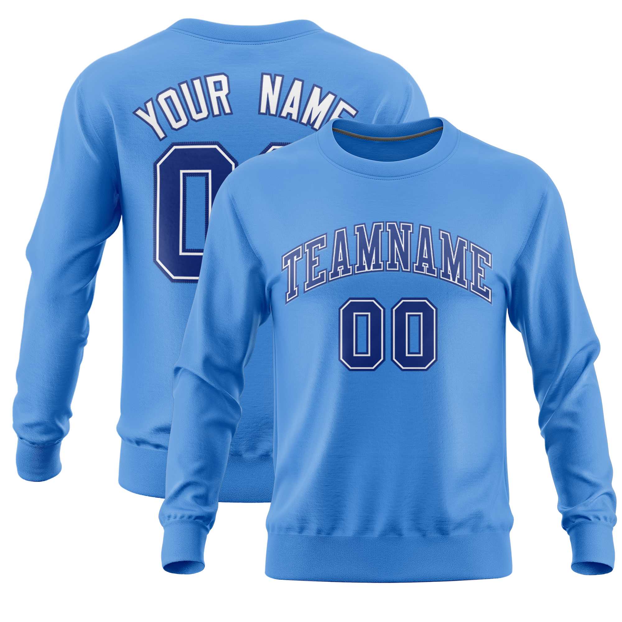 Custom Powder Blue Classic Style Personalized Uniform Pullover Hoodie