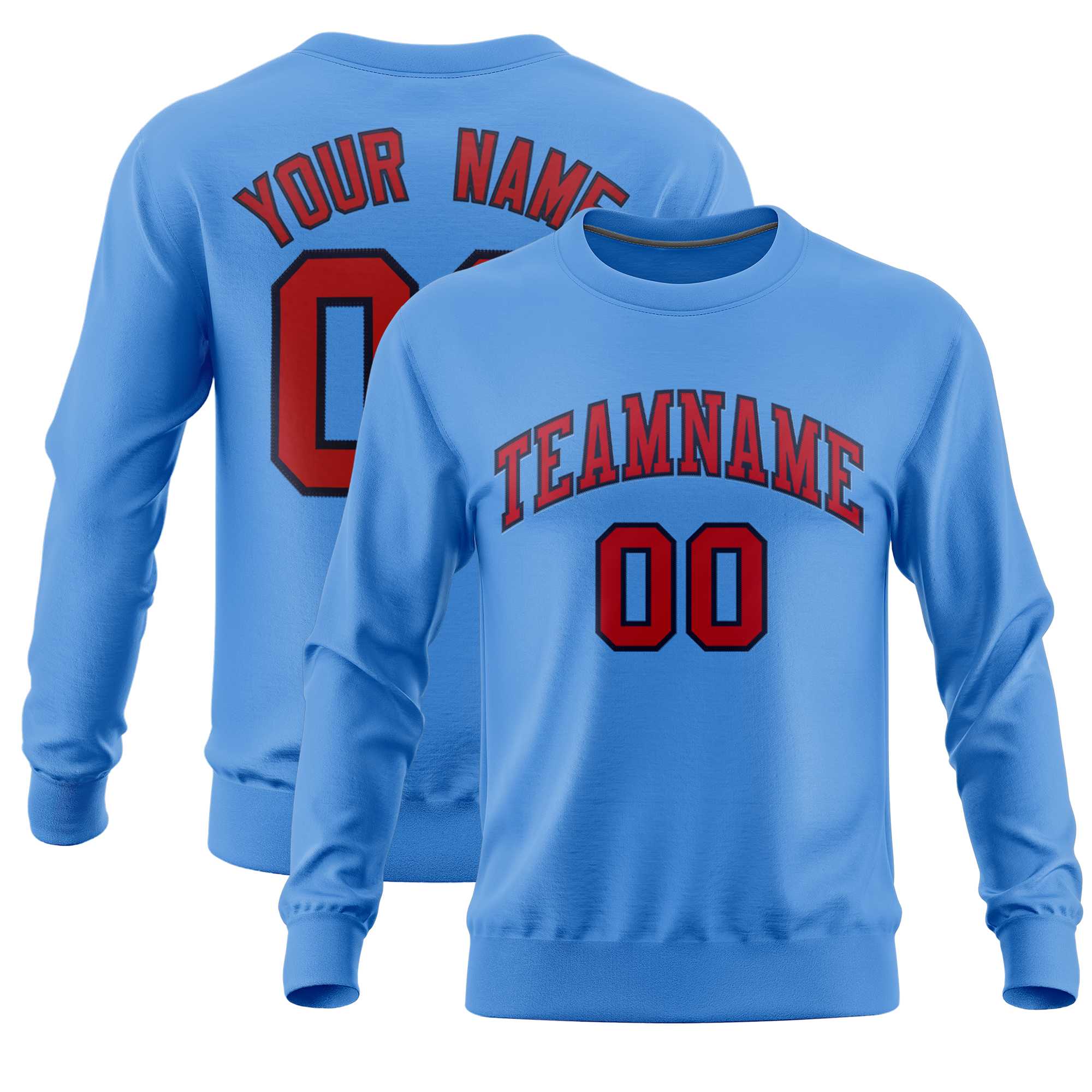 Custom Powder Blue Classic Style Personalized Uniform Pullover Hoodie