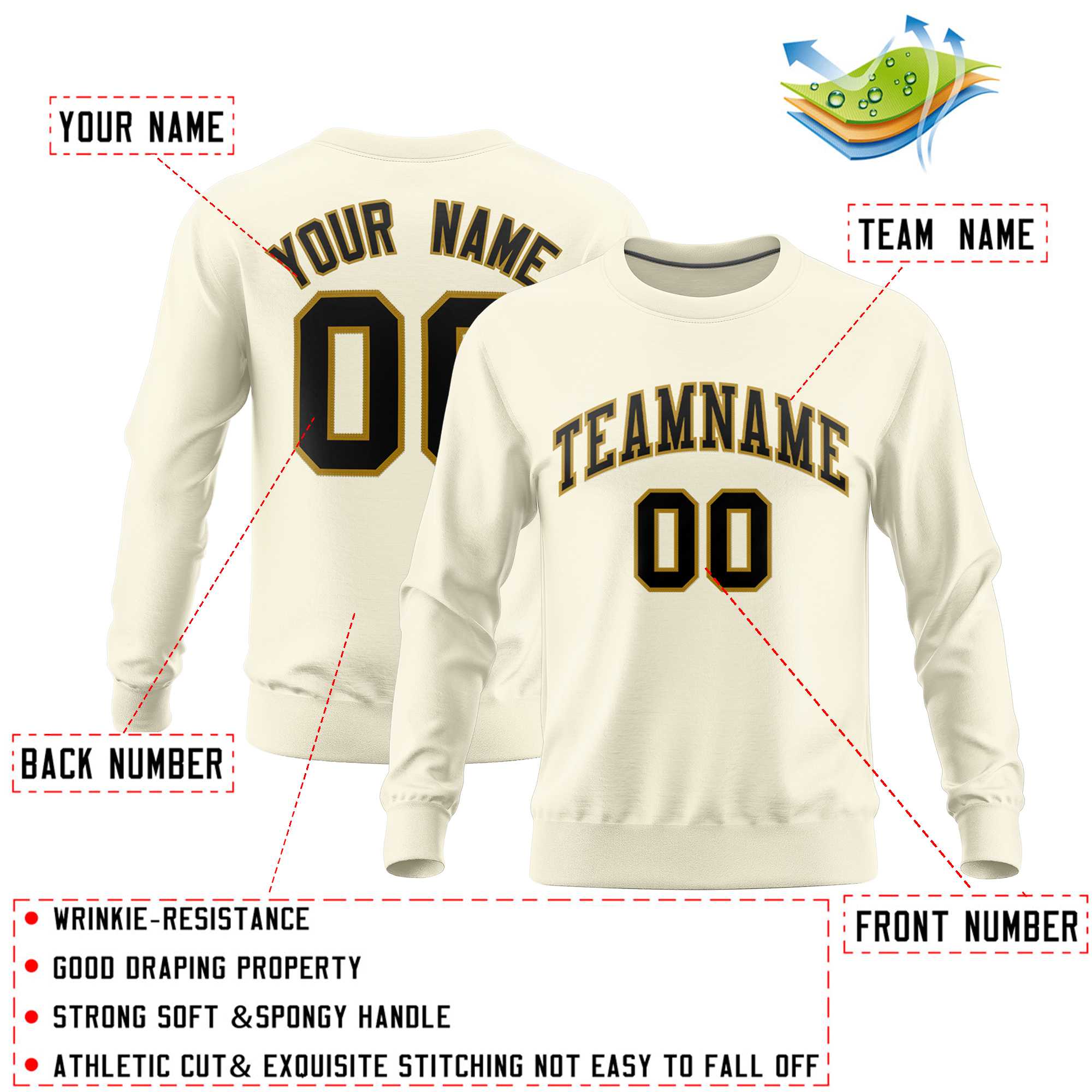 Custom Cream Classic Style Personalized Uniform Pullover Hoodie