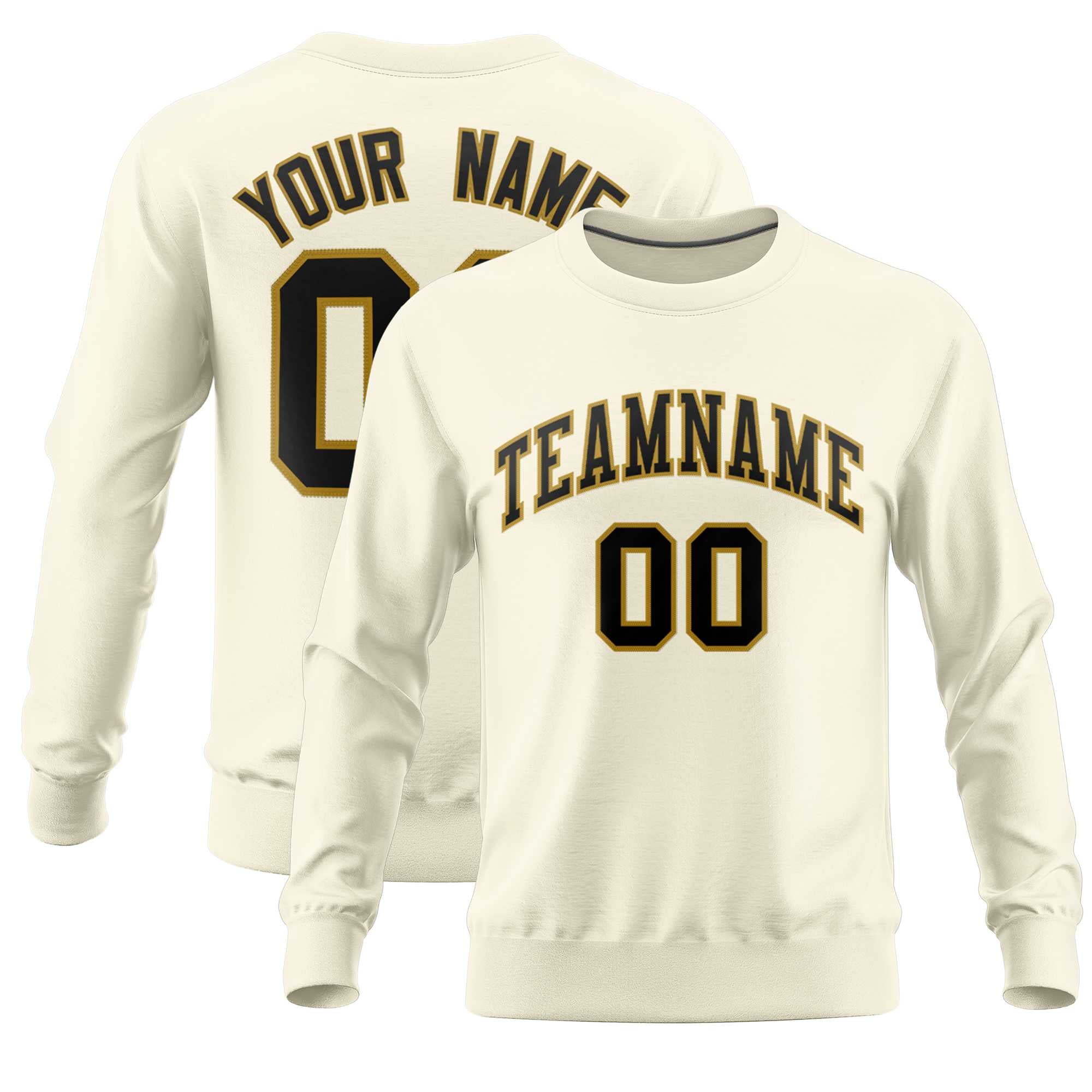 Custom Cream Classic Style Personalized Uniform Pullover Hoodie