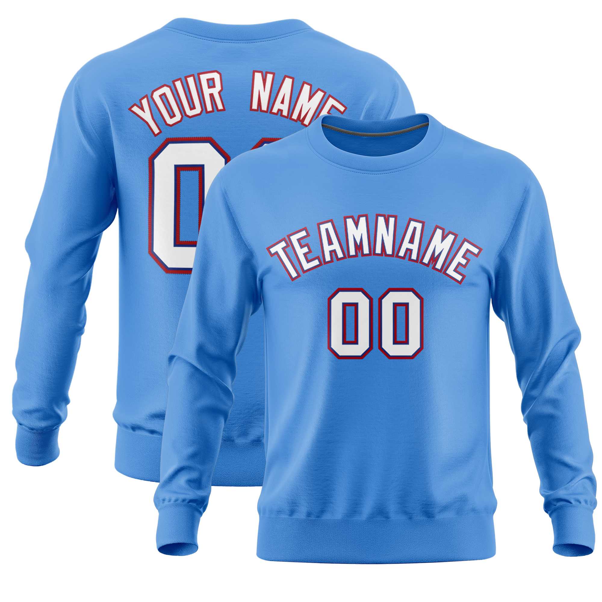 Custom Powder Blue Classic Style Personalized Uniform Pullover Hoodie