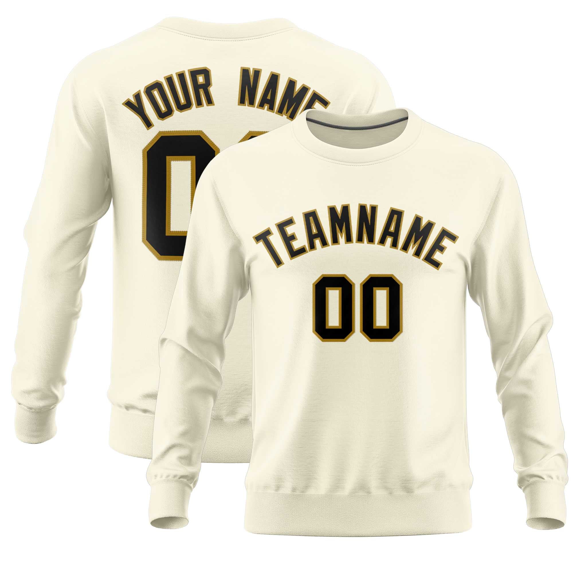 Custom Cream Classic Style Personalized Uniform Pullover Hoodie