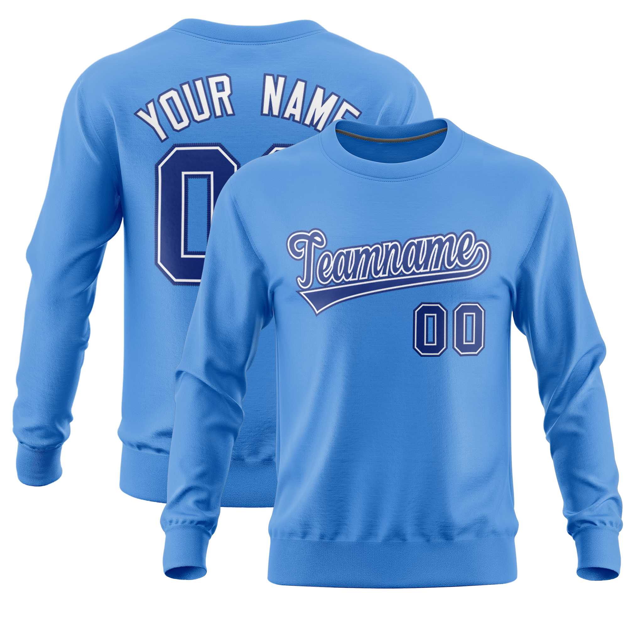 Custom Powder Blue Classic Style Personalized Uniform Pullover Hoodie