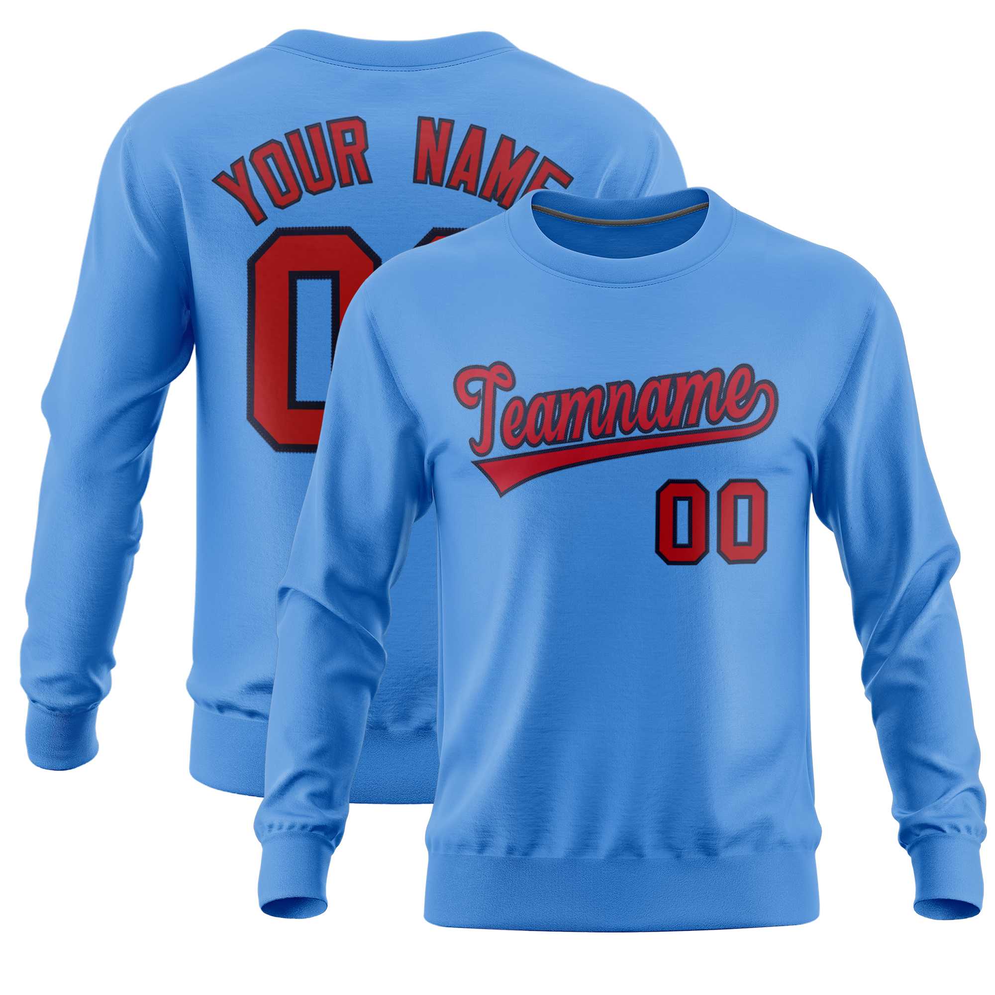 Custom Powder Blue Classic Style Personalized Uniform Pullover Hoodie