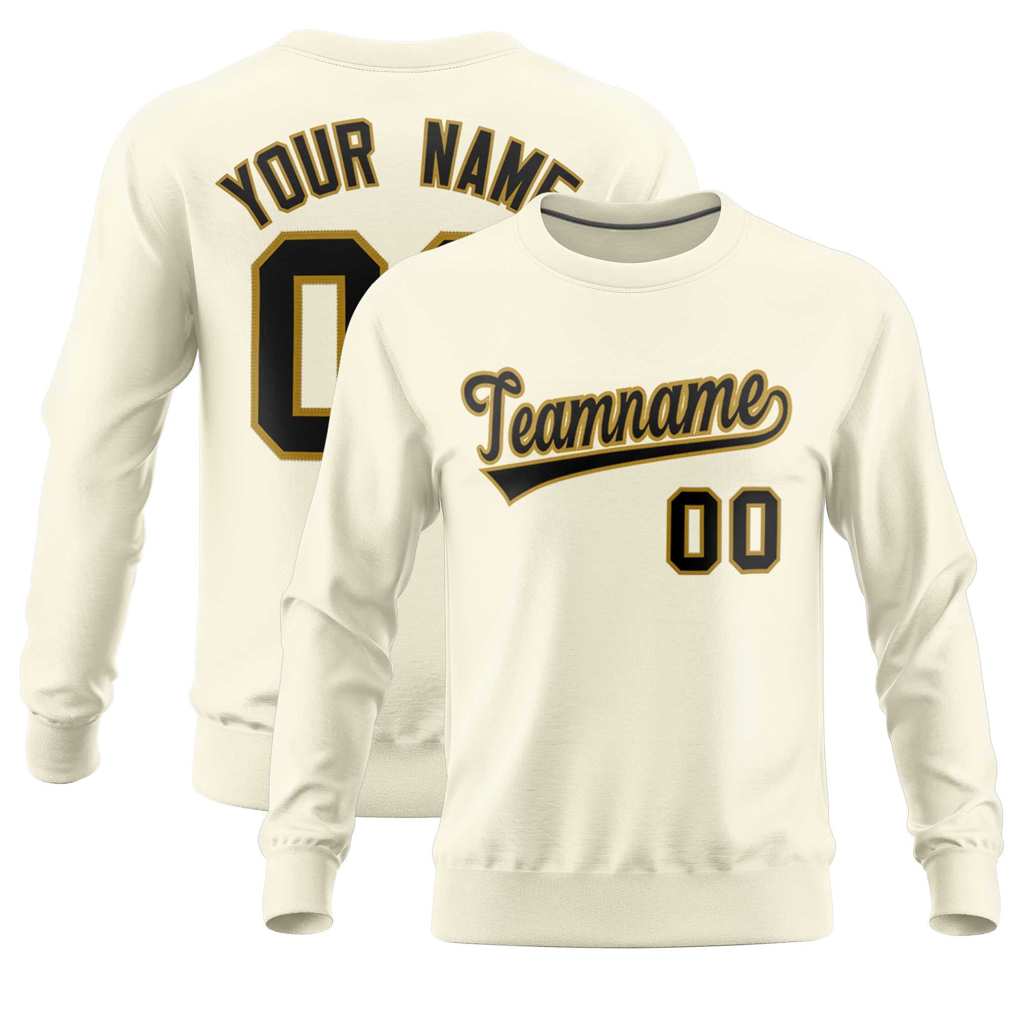 Custom Cream Classic Style Personalized Uniform Pullover Hoodie