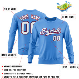 Custom Powder Blue Classic Style Personalized Uniform Pullover Hoodie