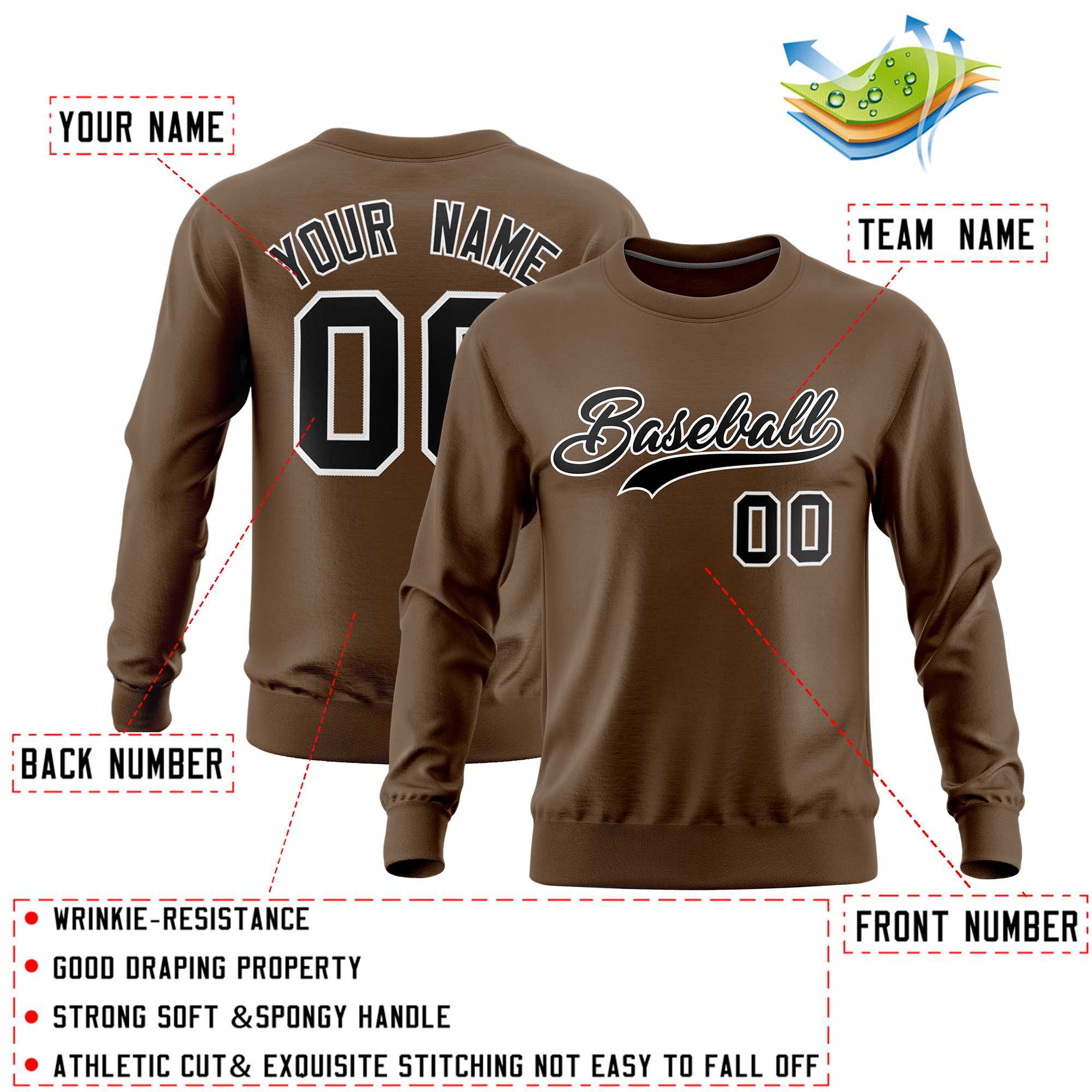 Custom Light Brown Classic Style Personalized Uniform Pullover Hoodie