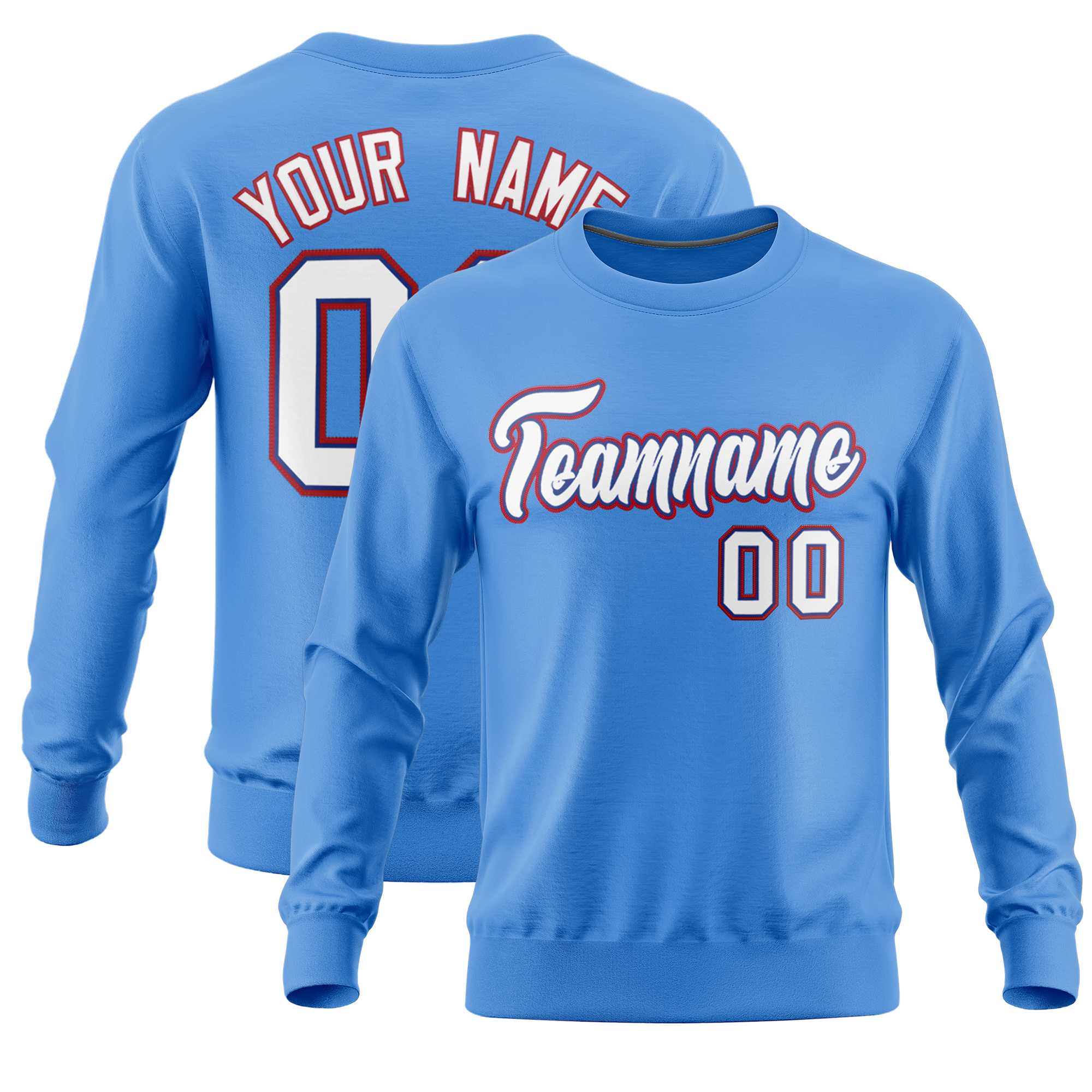 Custom Powder Blue Classic Style Personalized Uniform Pullover Hoodie