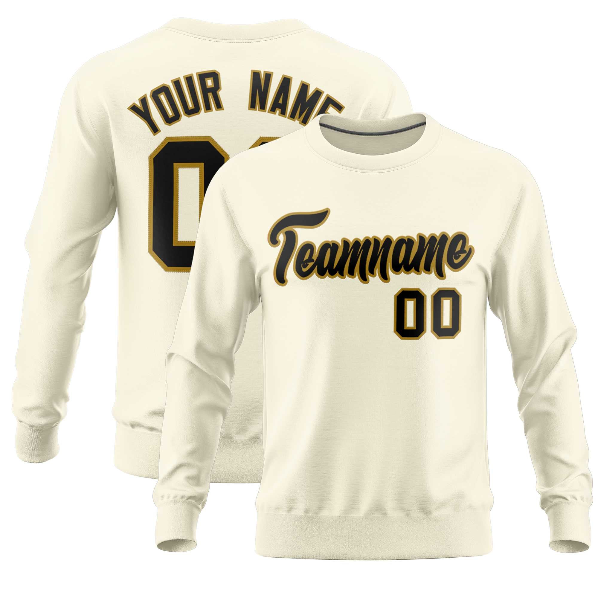 Custom Cream Classic Style Personalized Uniform Pullover Hoodie