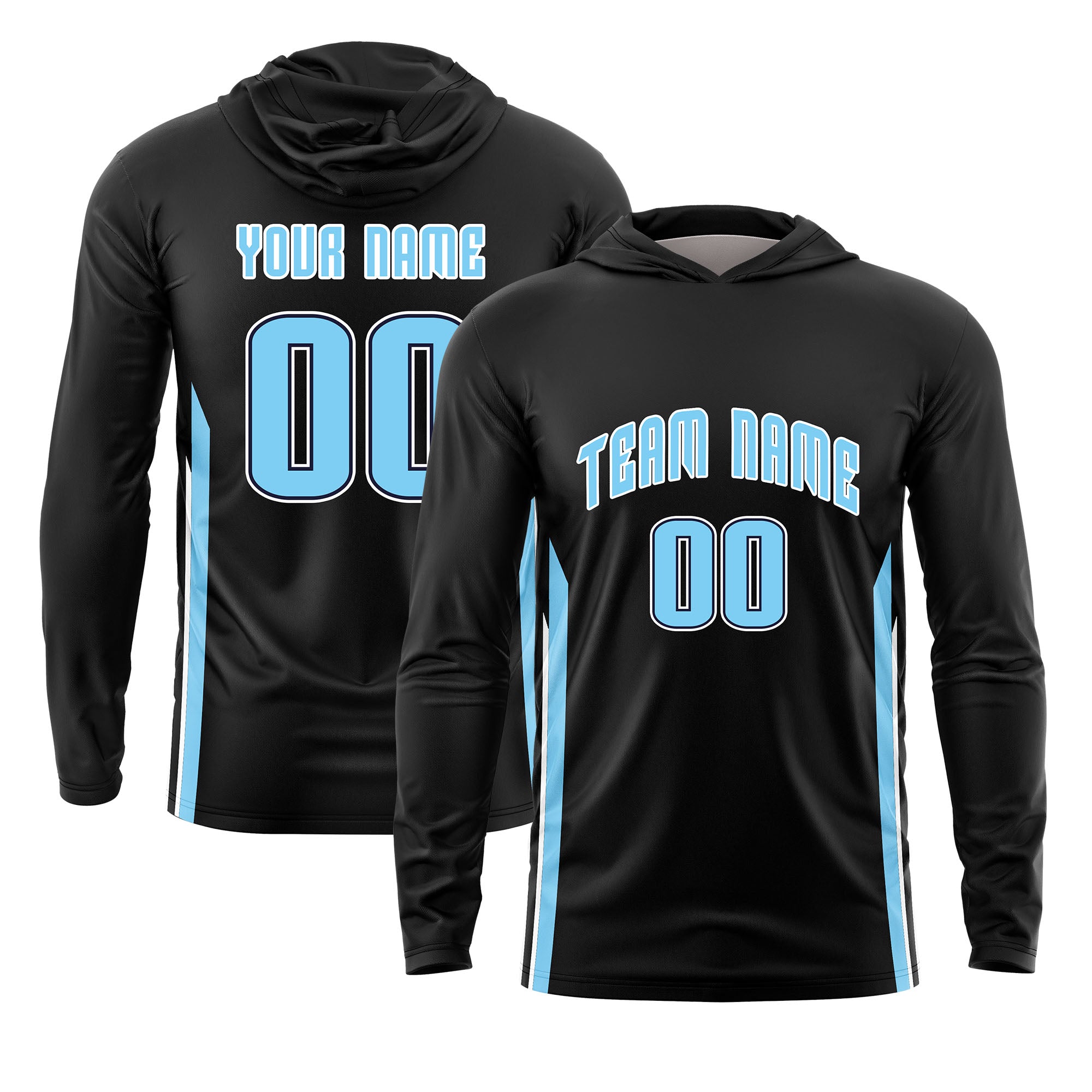 Custom Black Hoodie Long Sleeve Shooting Shirt Quick Dry Lightweight