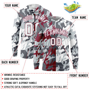 Custom Gray Crimson-Silver Personalized Camo Design Quick Dry Lightweight Hoodie