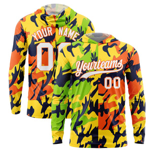 Custom Neon Green Gold-Navy Personalized Camo Design Quick Dry Lightweight Hoodie