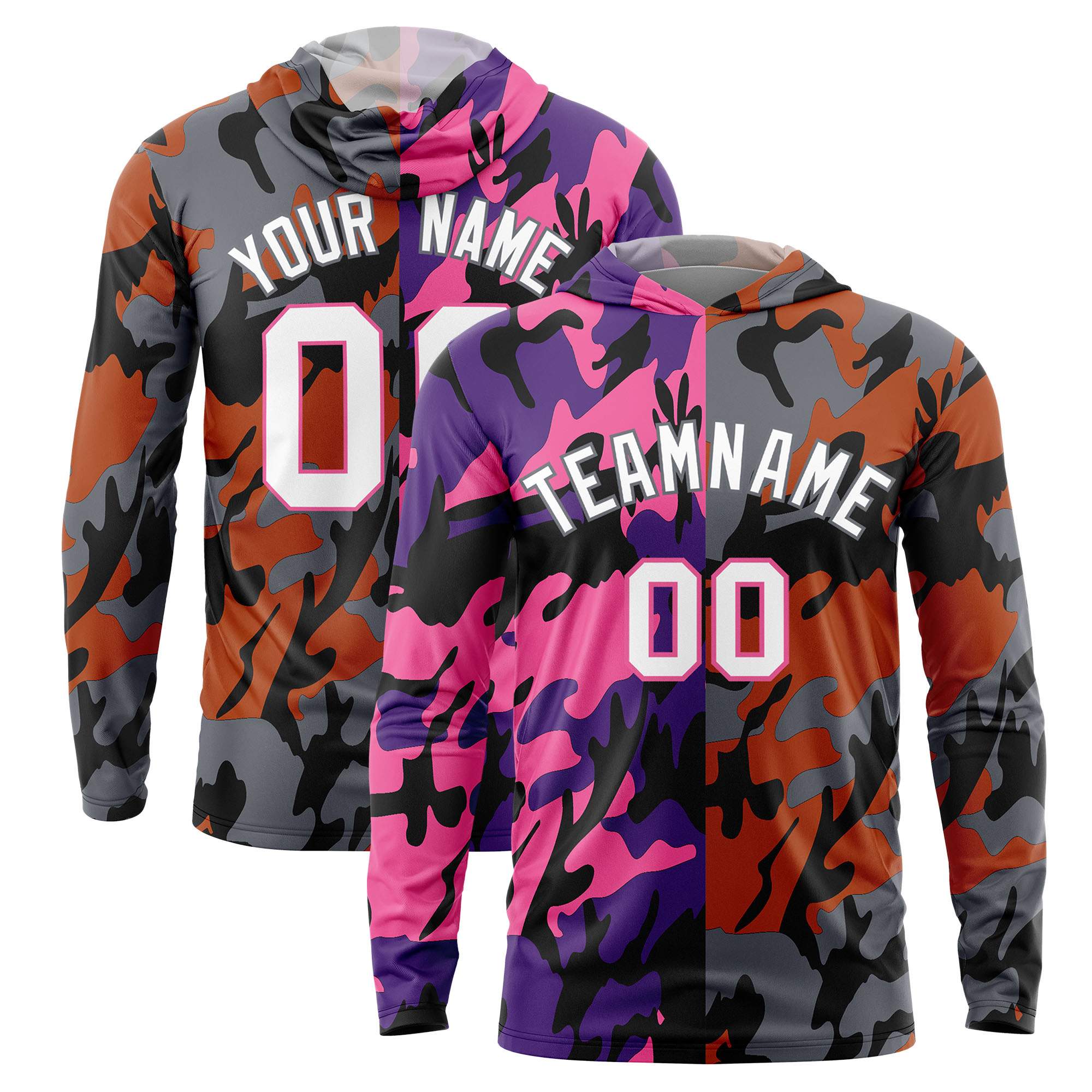 Custom Purple Pink-Black Personalized Camo Design Quick Dry Lightweight Hoodie