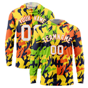 Custom Neon Green Gold-Navy Personalized Camo Design Quick Dry Lightweight Hoodie