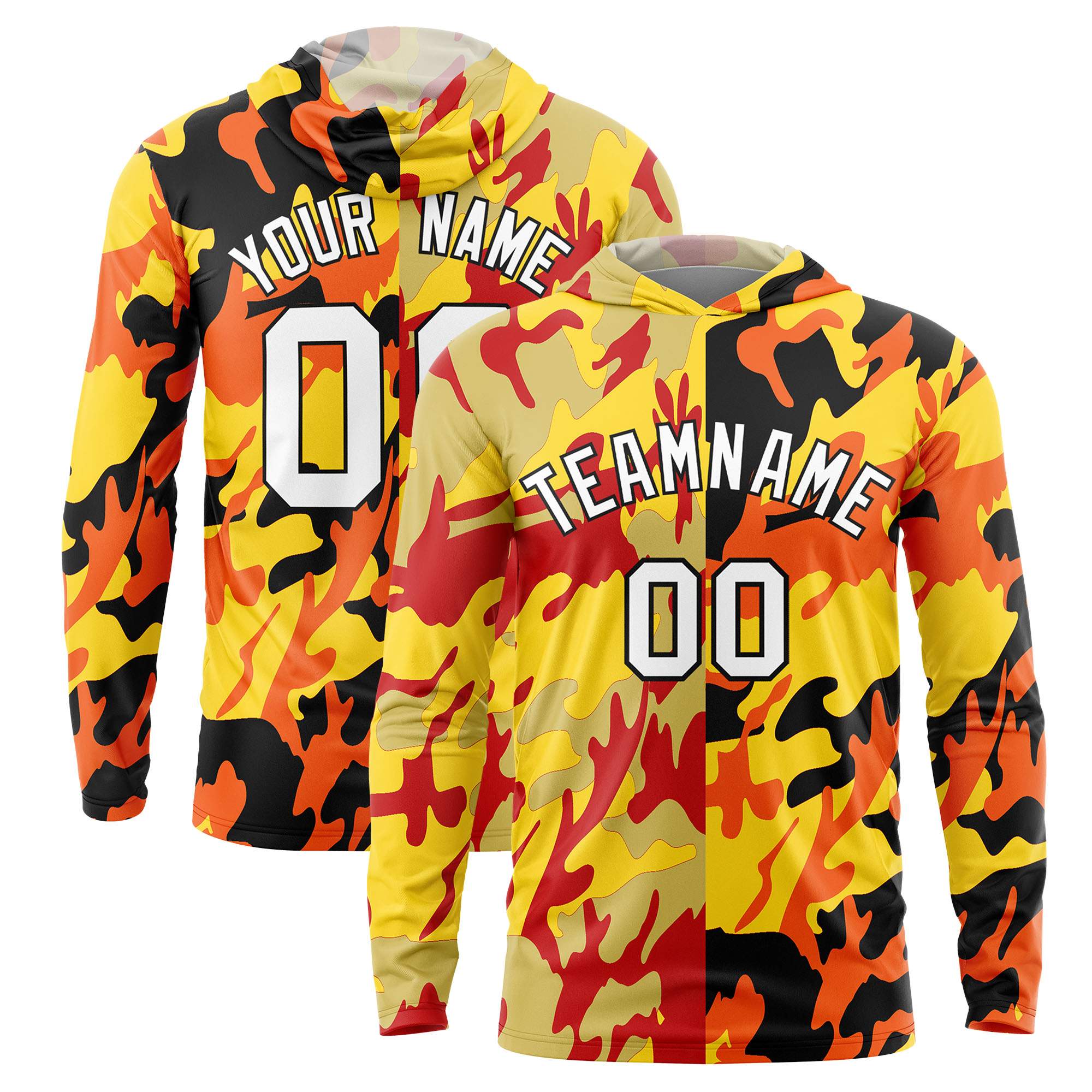 Custom Khaki Gold-Red Personalized Camo Design Quick Dry Lightweight Hoodie