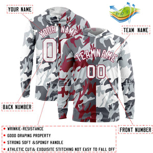 Custom Gray Crimson-Silver Personalized Camo Design Quick Dry Lightweight Hoodie