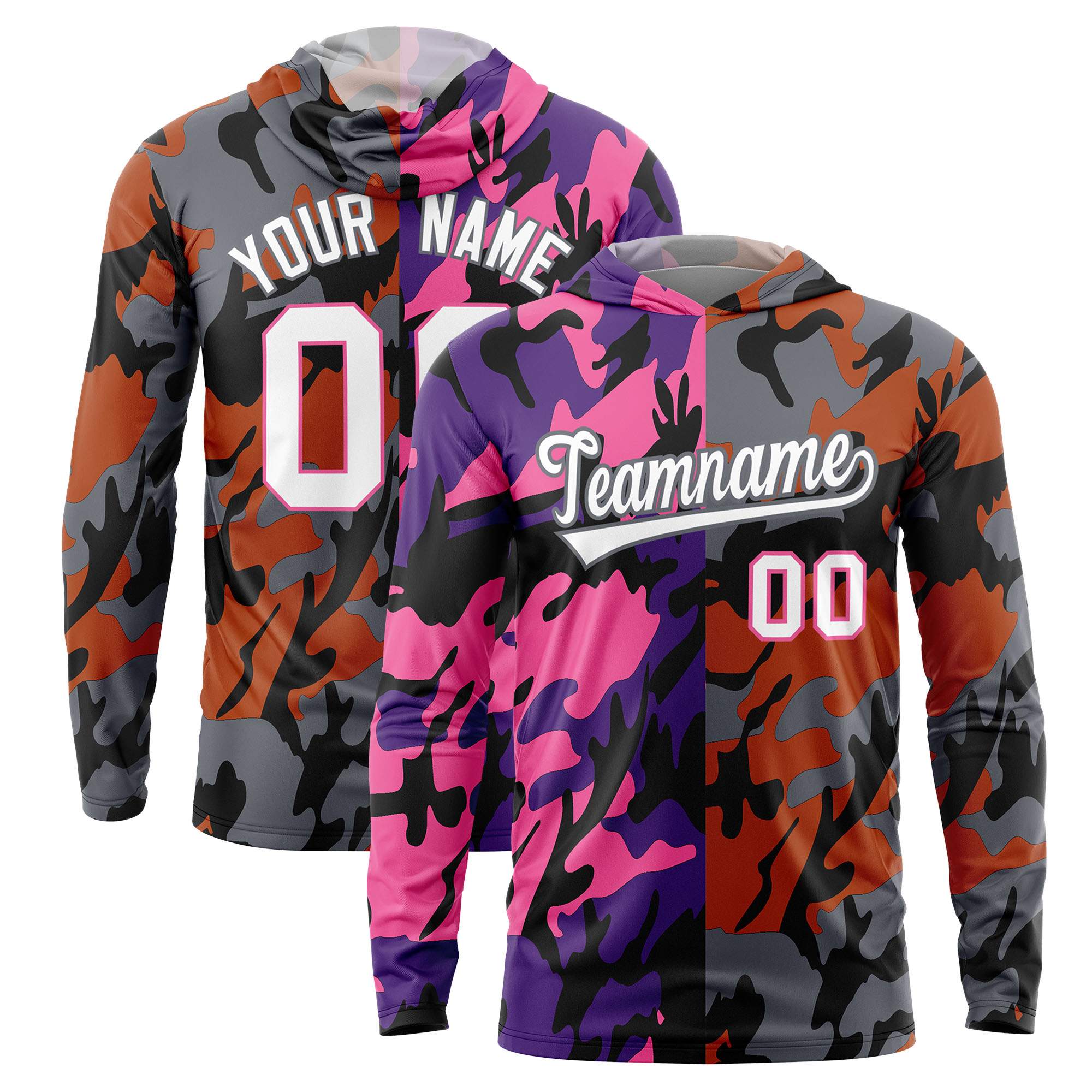 Custom Purple Pink-Black Personalized Camo Design Quick Dry Lightweight Hoodie