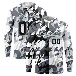 Custom Black Gray-White Personalized Camo Design Quick Dry Lightweight Hoodie