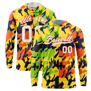 Custom Neon Green Gold-Navy Personalized Camo Design Quick Dry Lightweight Hoodie