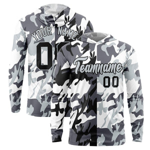 Custom Black Gray-White Personalized Camo Design Quick Dry Lightweight Hoodie