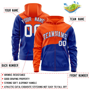 Custom Orange Royal Color Block Varsity Full-Zip Letterman Wave Hoodie Jacket