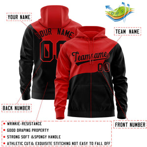 Custom Red Black Color Block Varsity Full-Zip Letterman Wave Hoodie Jacket