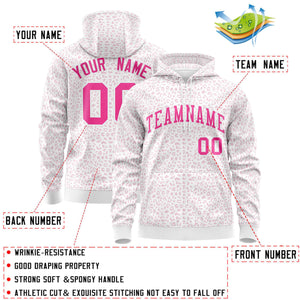 Custom White Pink Varsity Full-Zip Letterman Leopard Print Hoodie Jacket