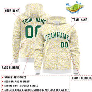 Custom White Gold Varsity Full-Zip Letterman Leopard Print Hoodie Jacket