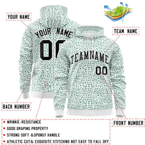 Custom Neon Green Pink Varsity Full-Zip Letterman Leopard Print Hoodie Jacket