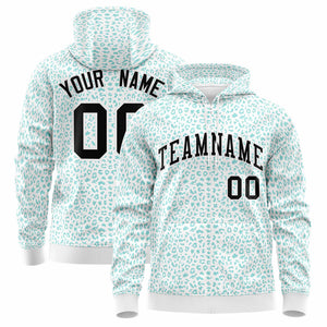 Custom White Bright Green Varsity Full-Zip Letterman Leopard Print Hoodie Jacket