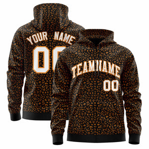 Custom Pink Powder Blue Varsity Full-Zip Letterman Leopard Print Hoodie Jacket