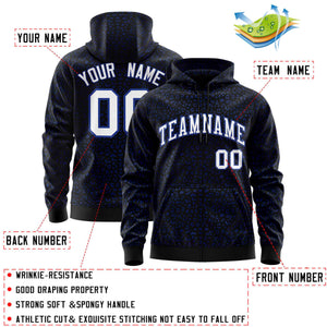 Custom Black Royal Varsity Full-Zip Letterman Leopard Print Hoodie Jacket