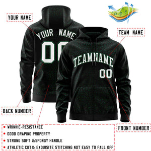 Custom Black Kelly Green Varsity Full-Zip Letterman Leopard Print Hoodie Jacket