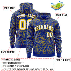 Custom Royal Gold Varsity Full-Zip Letterman Leopard Print Hoodie Jacket