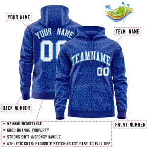 Custom Royal Powder Blue Varsity Full-Zip Letterman Leopard Print Hoodie Jacket