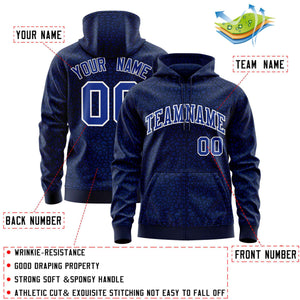 Custom Navy Royal Varsity Full-Zip Letterman Leopard Print Hoodie Jacket