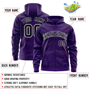 Custom Purple Black Varsity Full-Zip Letterman Leopard Print Hoodie Jacket