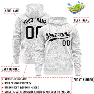 Custom White Black Varsity Full-Zip Letterman Leopard Print Hoodie Jacket