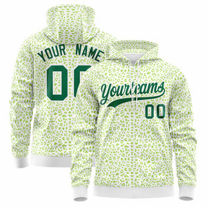 Custom Neon Green Green Varsity Full-Zip Letterman Leopard Print Hoodie Jacket