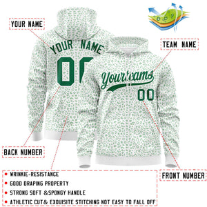 Custom Neon Green Powder Blue Varsity Full-Zip Letterman Leopard Print Hoodie Jacket